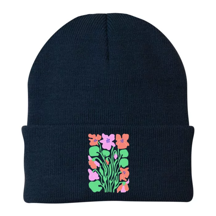 Retro Boho Flowers Floral Pattern Knit Cap Winter Beanie