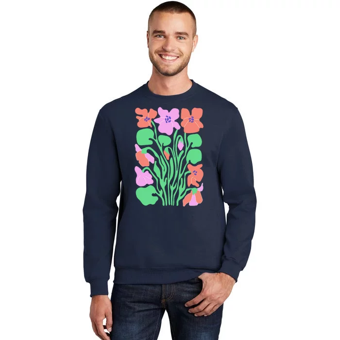 Retro Boho Flowers Floral Pattern Tall Sweatshirt