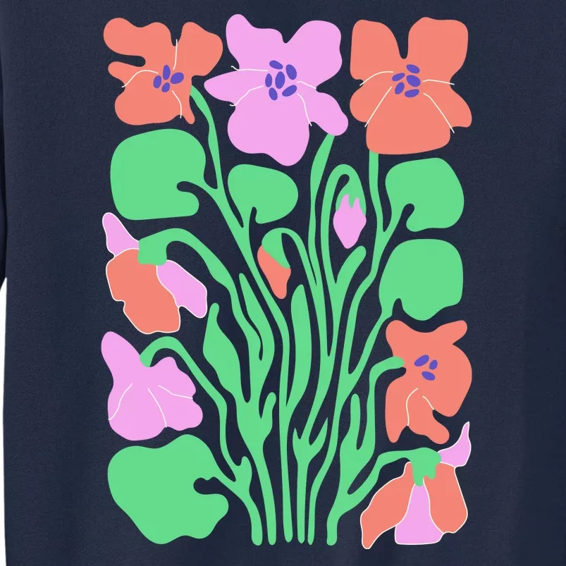 Retro Boho Flowers Floral Pattern Tall Sweatshirt