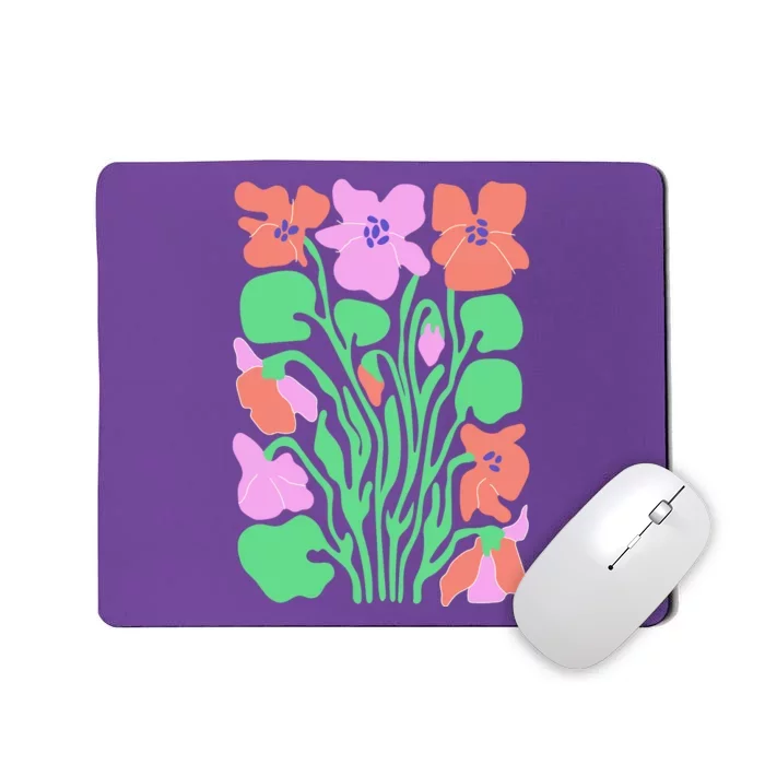 Retro Boho Flowers Floral Pattern Mousepad