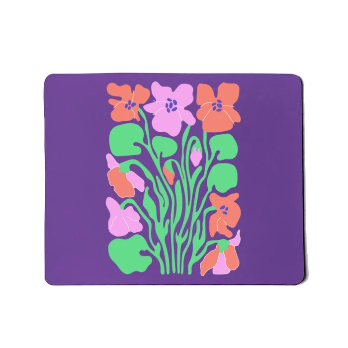 Retro Boho Flowers Floral Pattern Mousepad