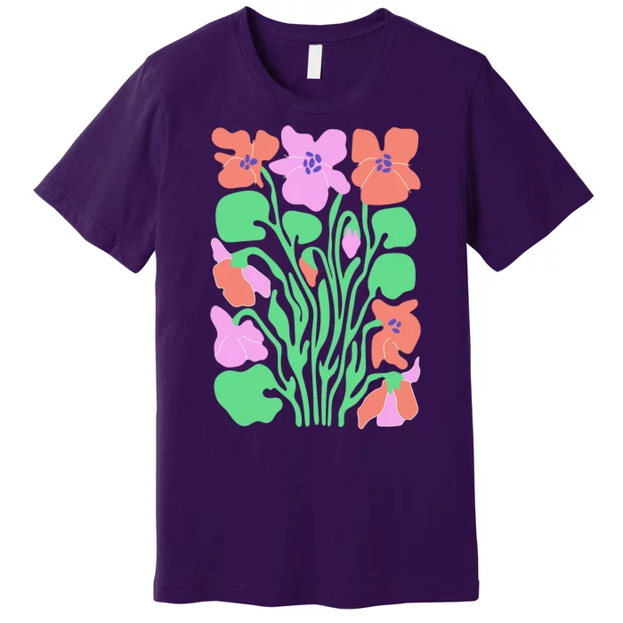 Retro Boho Flowers Floral Pattern Premium T-Shirt