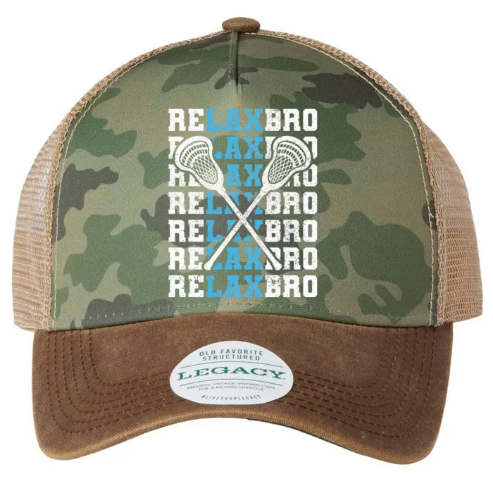 Relax Bro Funny Lacrosse Player Lax Lovers Legacy Tie Dye Trucker Hat