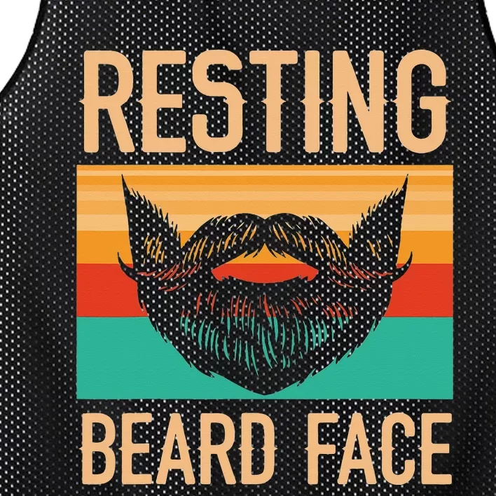 Resting Beard Face Beard Lover Bearded Guy Mustache Mesh Reversible Basketball Jersey Tank