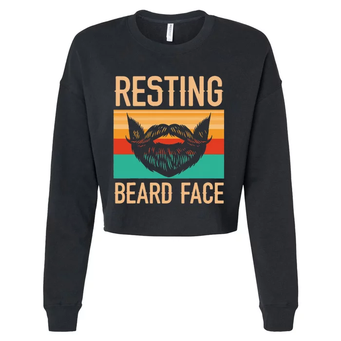 Resting Beard Face Beard Lover Bearded Guy Mustache Cropped Pullover Crew