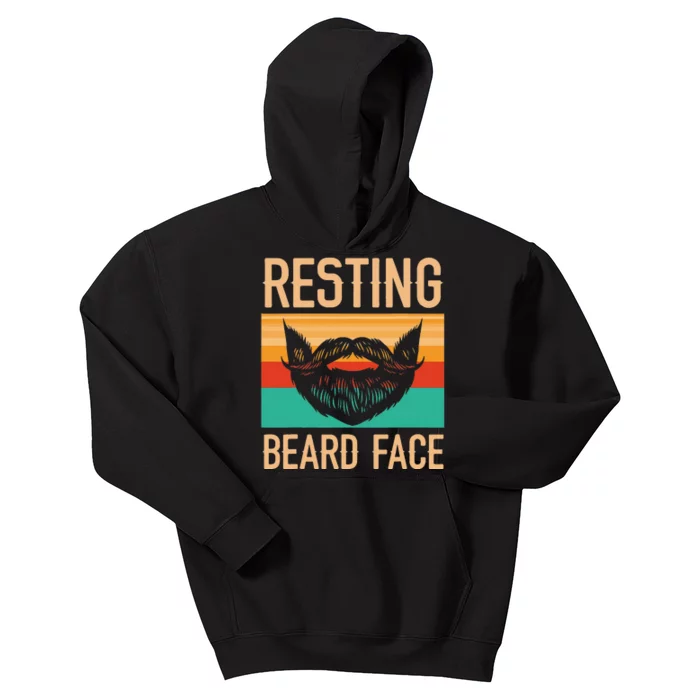 Resting Beard Face Beard Lover Bearded Guy Mustache Kids Hoodie