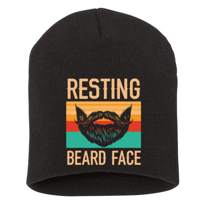 Resting Beard Face Beard Lover Bearded Guy Mustache Short Acrylic Beanie