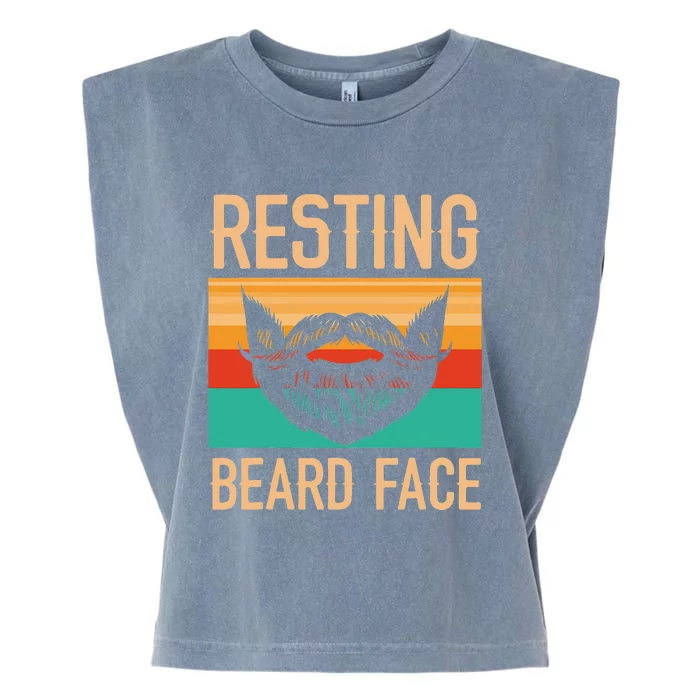 Resting Beard Face Beard Lover Bearded Guy Mustache Garment-Dyed Women's Muscle Tee