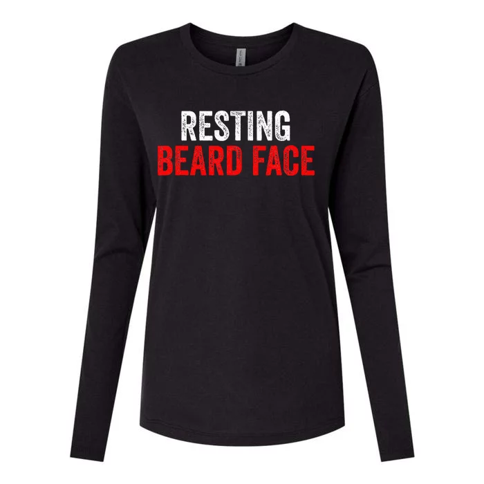 Resting Beard Face Funny Beard Parody Bearded Womens Cotton Relaxed Long Sleeve T-Shirt