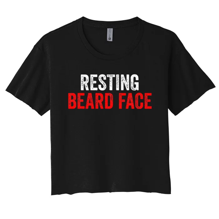 Resting Beard Face Funny Beard Parody Bearded Women's Crop Top Tee