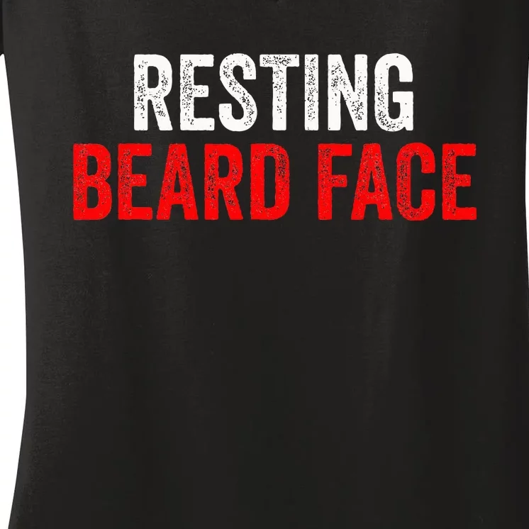 Resting Beard Face Funny Beard Parody Bearded Women's V-Neck T-Shirt