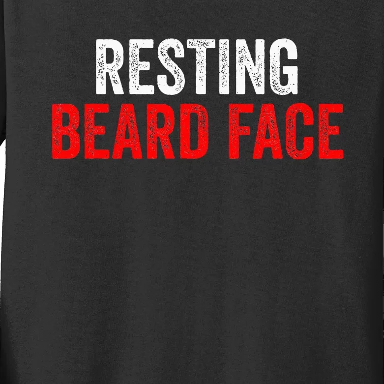 Resting Beard Face Funny Beard Parody Bearded Kids Long Sleeve Shirt