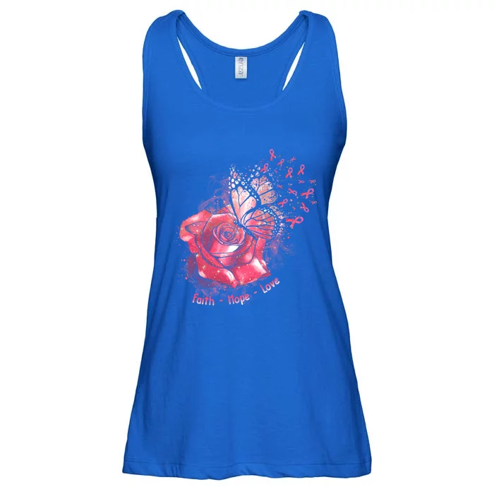 Rose Butterfly Faith Hope Love Breast Cancer Awareness Funny Gift Ladies Essential Flowy Tank