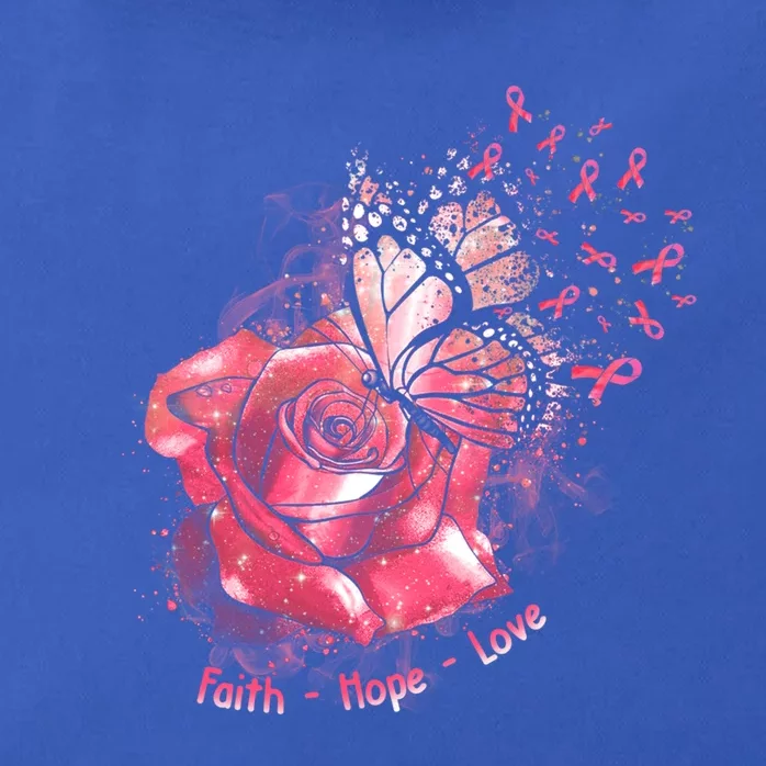 Rose Butterfly Faith Hope Love Breast Cancer Awareness Funny Gift Zip Tote Bag