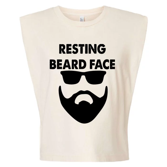 Resting Beard Face Funny Beard Garment-Dyed Women's Muscle Tee