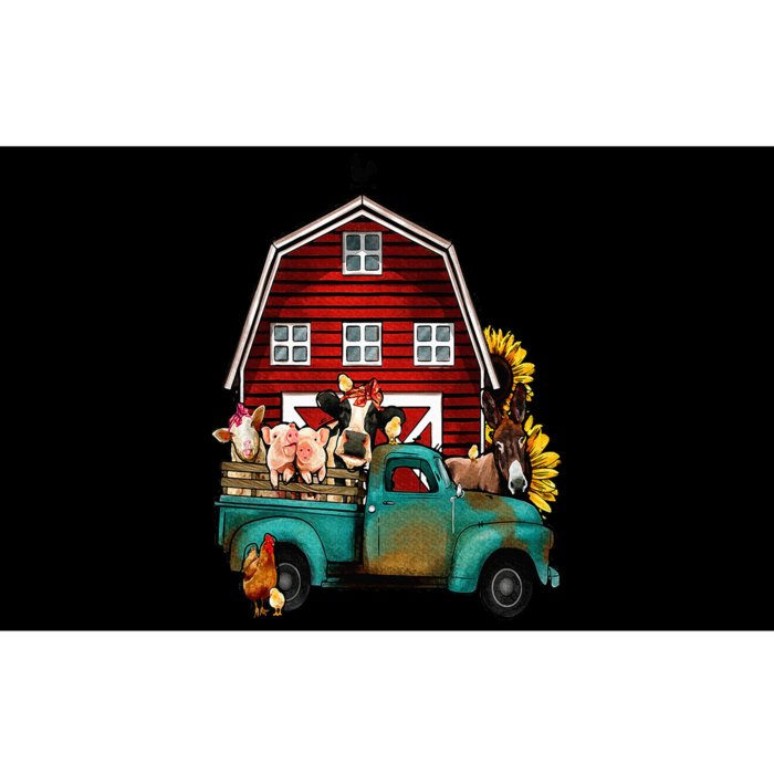 Red Barn Farm Pickup Truck With Farm Animals Farmer Cowgirl Bumper Sticker