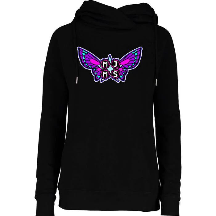 Rose Butterfly Friendship Team Fun Womens Funnel Neck Pullover Hood