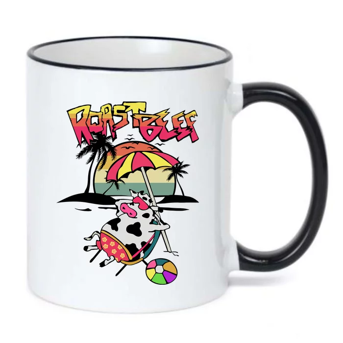 Roast Beef Funny Cow On The Beach Dustin Black Color Changing Mug