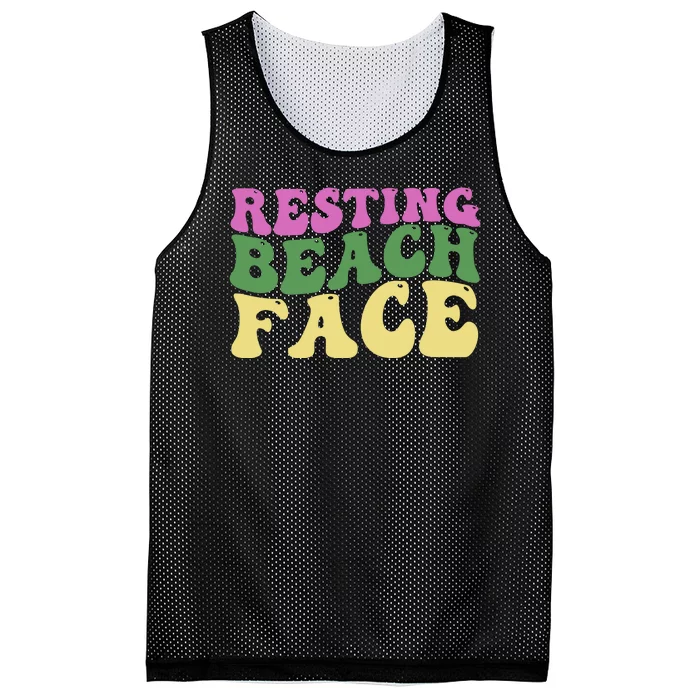 Resting Beach Face Funny Summer Vacation Mesh Reversible Basketball Jersey Tank