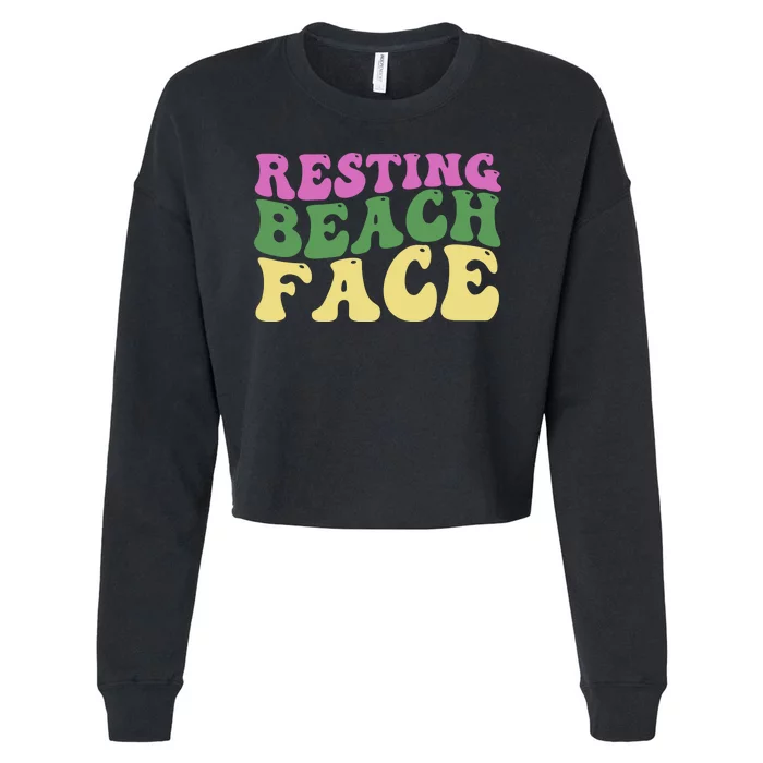 Resting Beach Face Funny Summer Vacation Cropped Pullover Crew