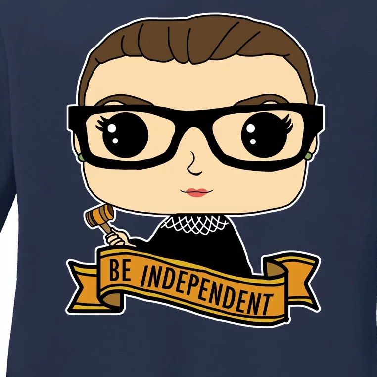 RBG Be Independent Cartoon Ruth Ginsburg Ladies Long Sleeve Shirt