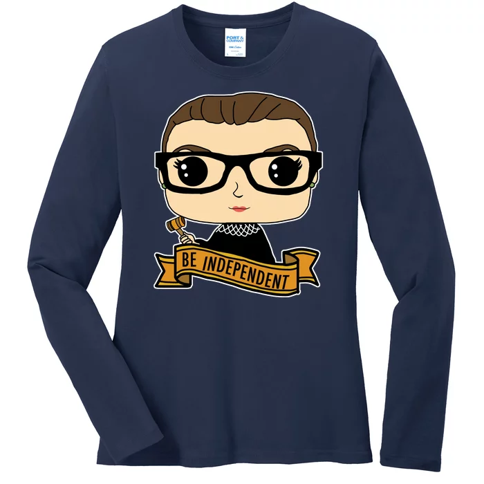 RBG Be Independent Cartoon Ruth Ginsburg Ladies Long Sleeve Shirt