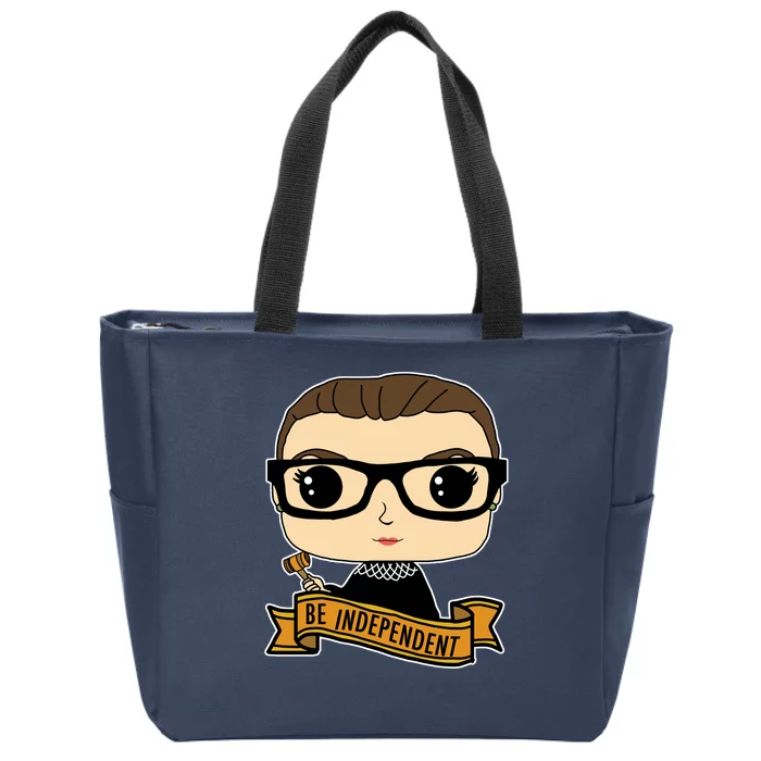 RBG Be Independent Cartoon Ruth Ginsburg Zip Tote Bag