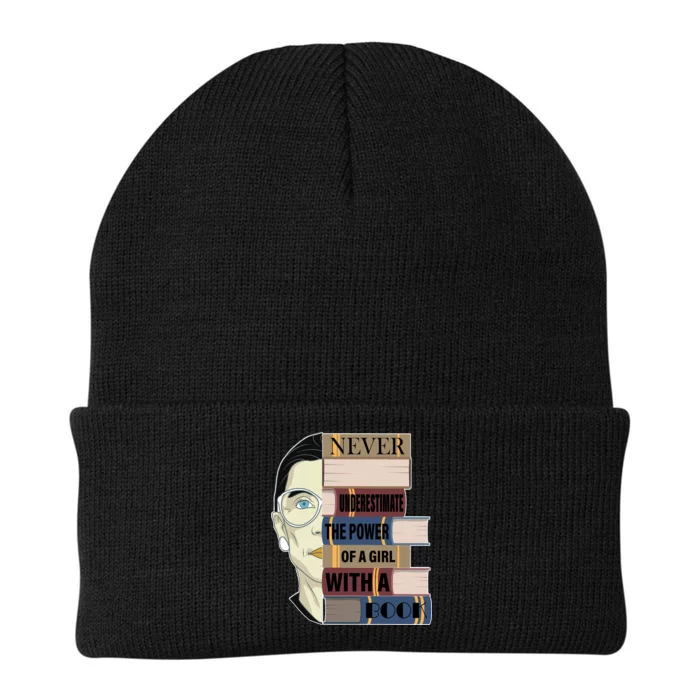 RBG Never Underestimate Power of Girl With Book Knit Cap Winter Beanie