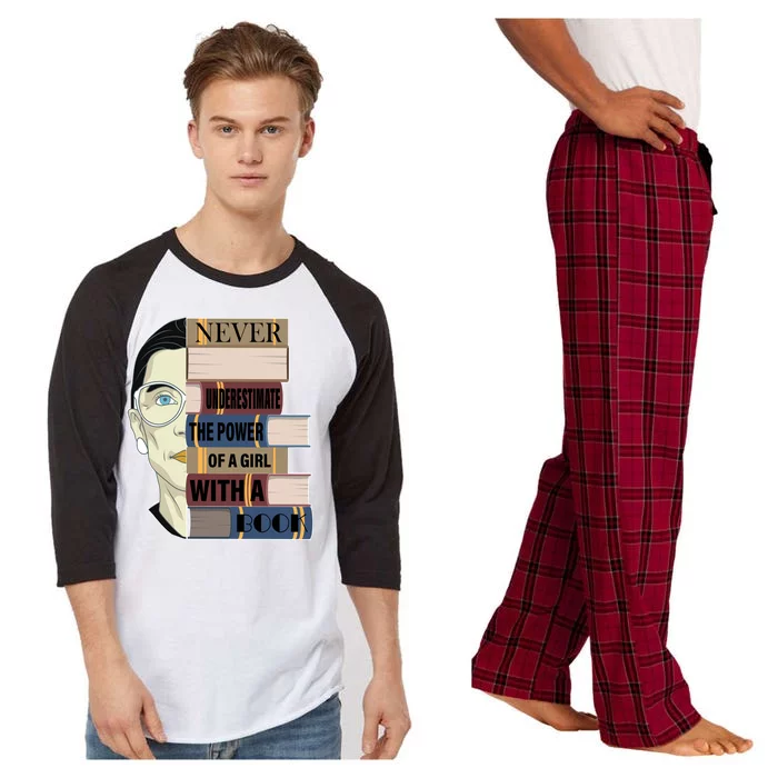 RBG Never Underestimate Power of Girl With Book Raglan Sleeve Pajama Set