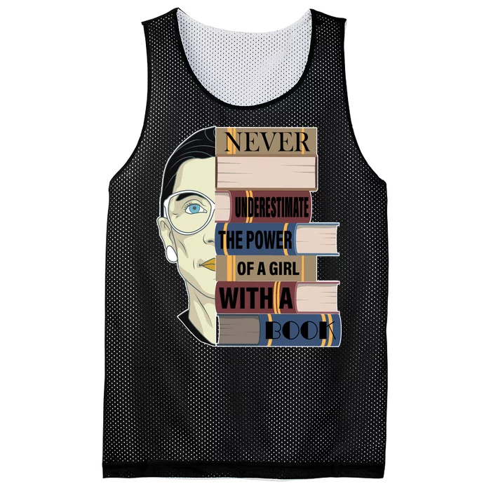 RBG Never Underestimate Power of Girl With Book Mesh Reversible Basketball Jersey Tank