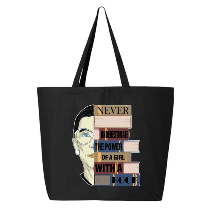 RBG Never Underestimate Power of Girl With Book 25L Jumbo Tote