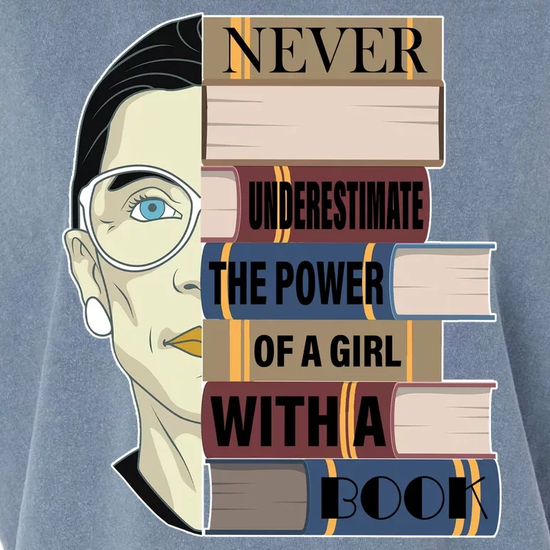 RBG Never Underestimate Power of Girl With Book Garment-Dyed Women's Muscle Tee