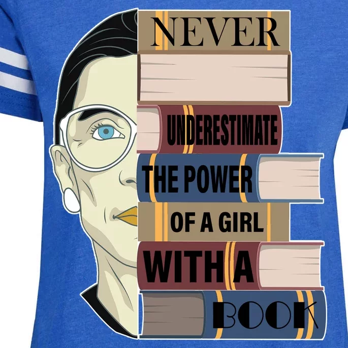 RBG Never Underestimate Power of Girl With Book Enza Ladies Jersey Football T-Shirt