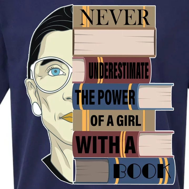 RBG Never Underestimate Power of Girl With Book Sueded Cloud Jersey T-Shirt