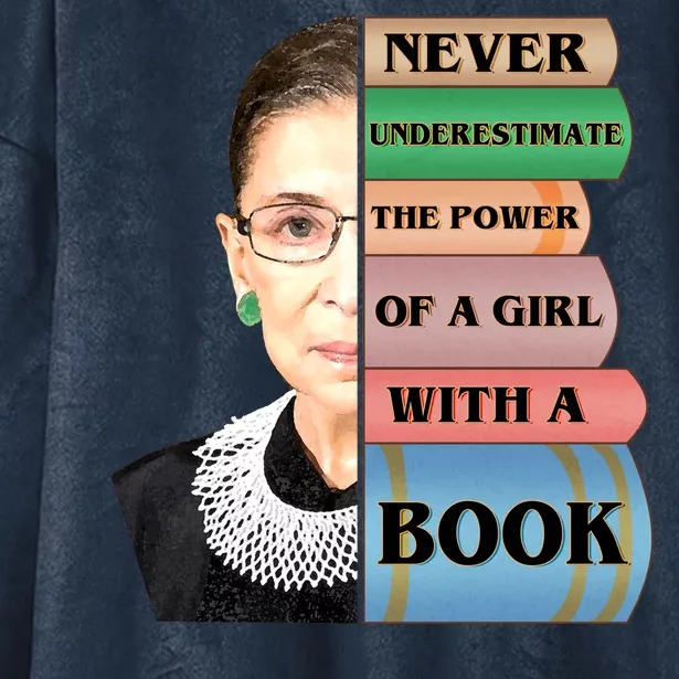 RBG Never Underestimate Ruth Bader Ginsburg Hooded Wearable Blanket