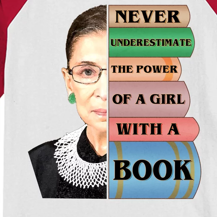 RBG Never Underestimate Ruth Bader Ginsburg Kids Colorblock Raglan Jersey