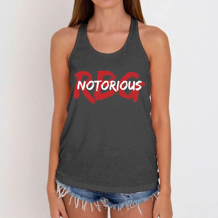 RBG Notorious Logo Ruther Bader Ginsburg Women's Knotted Racerback Tank