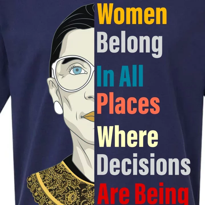 RBG Women Belong In All Places Where Decisions Are Being Made Sueded Cloud Jersey T-Shirt