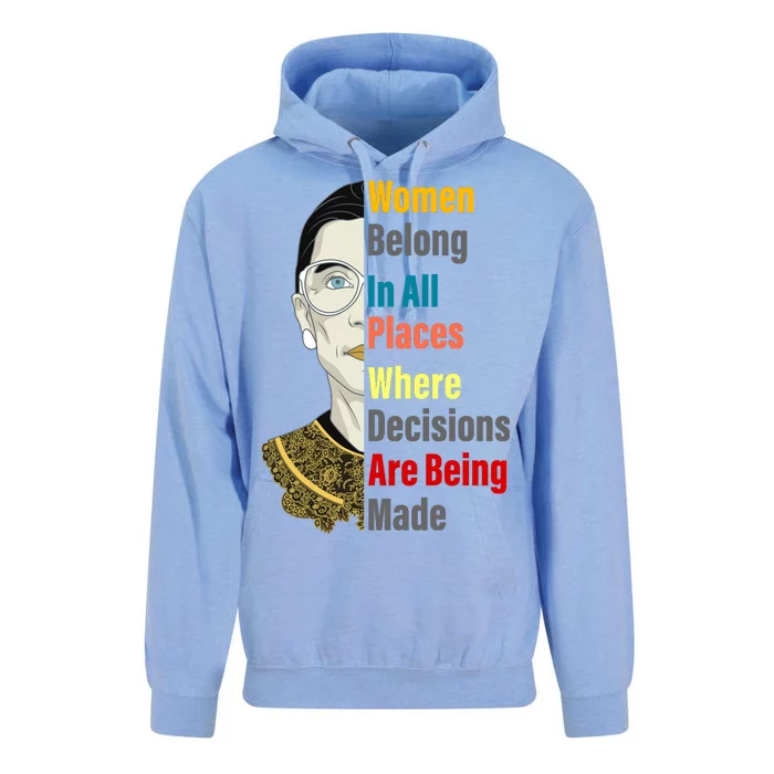 RBG Women Belong In All Places Where Decisions Are Being Made Unisex Surf Hoodie