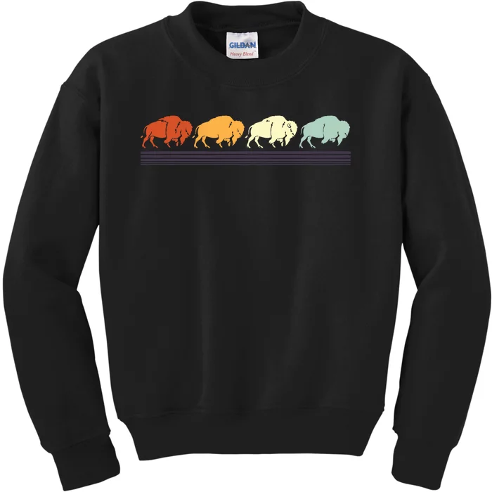 Retro Buffalo Gift Kids Sweatshirt