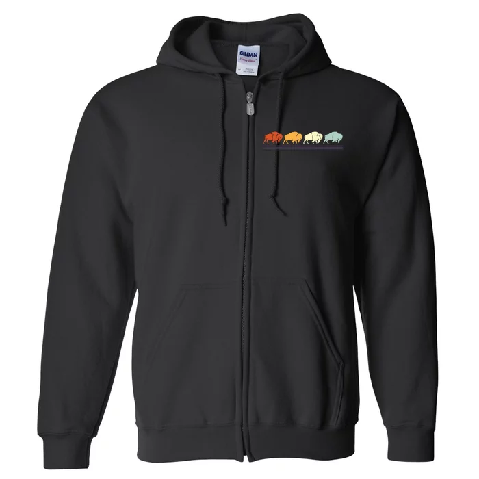 Retro Buffalo Gift Full Zip Hoodie