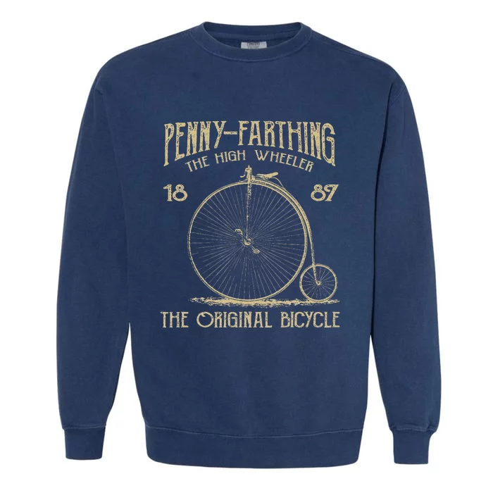 Penny Farthing Bike Retro Vintage Bicycle Cycling Garment-Dyed Sweatshirt