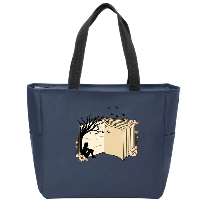 Reading Books Gift Book Lover Zip Tote Bag