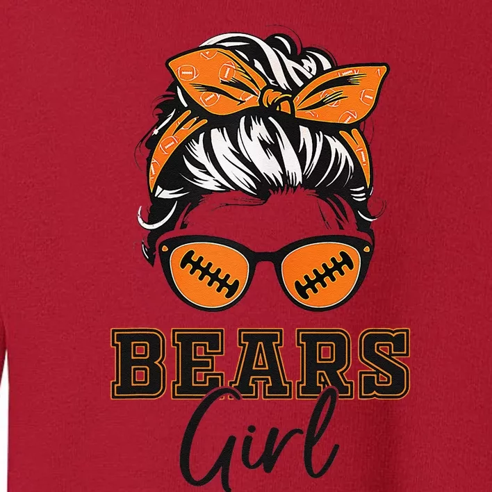 Retro Bears Girl Messy Bun Sports Fan Team Spirit Gift Toddler Sweatshirt