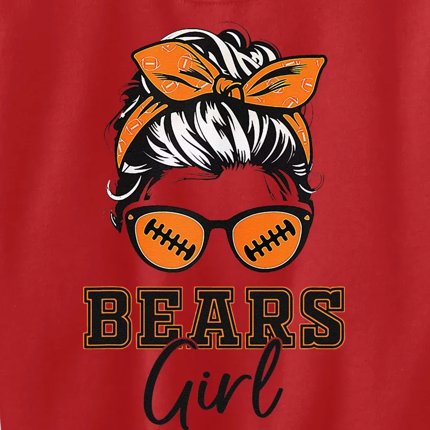 Retro Bears Girl Messy Bun Sports Fan Team Spirit Gift Kids Sweatshirt