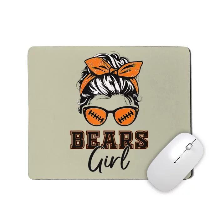 Retro Bears Girl Messy Bun Sports Fan Team Spirit Gift Mousepad