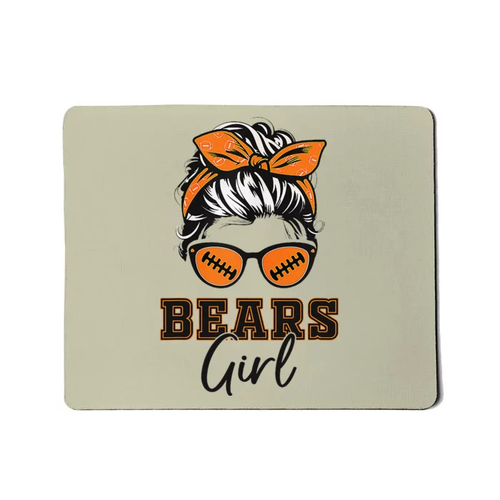 Retro Bears Girl Messy Bun Sports Fan Team Spirit Gift Mousepad