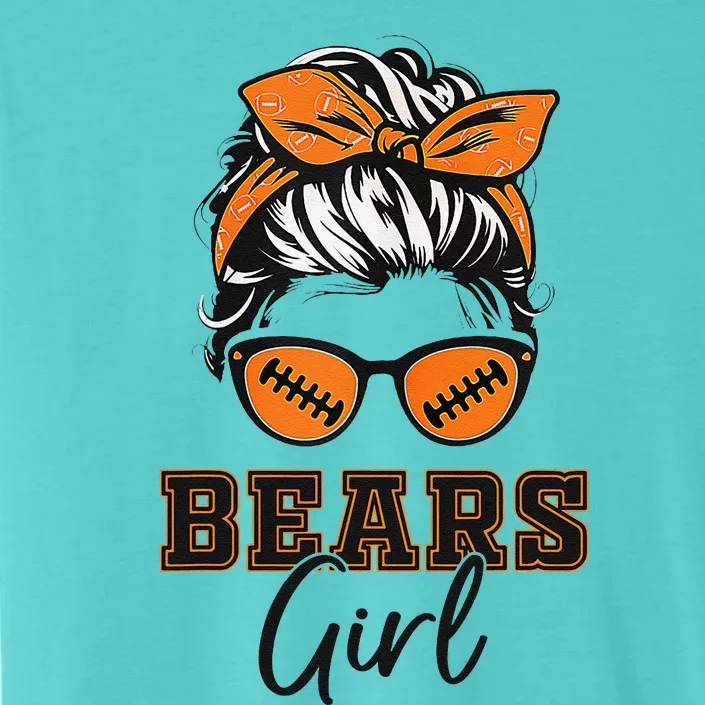 Retro Bears Girl Messy Bun Sports Fan Team Spirit Gift ChromaSoft Performance T-Shirt