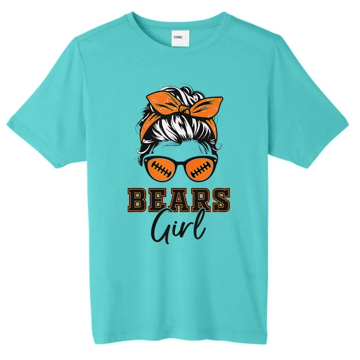 Retro Bears Girl Messy Bun Sports Fan Team Spirit Gift ChromaSoft Performance T-Shirt