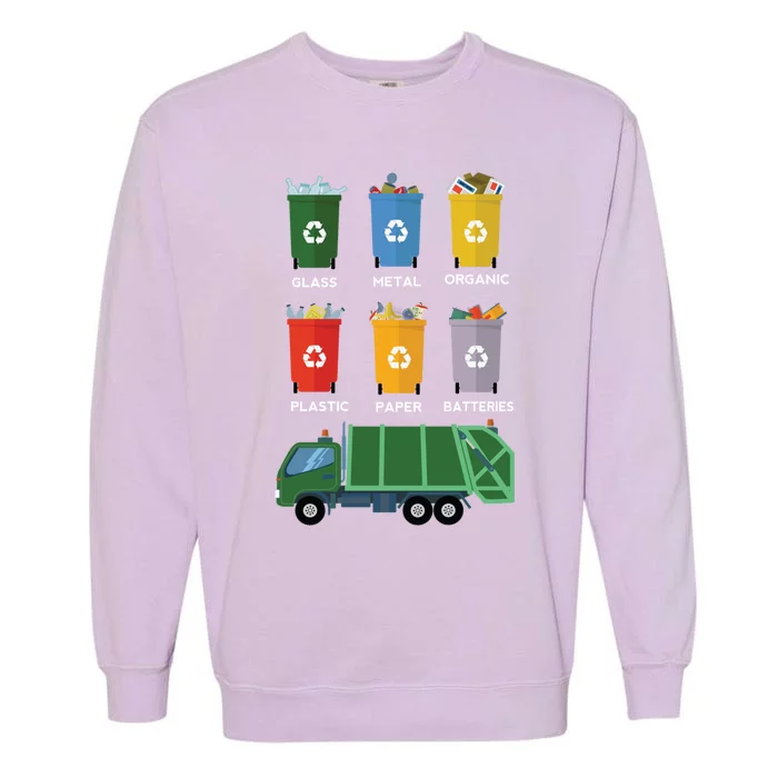 Recycle Bin Garbage Day Waste Aget Garbage Truck Cute Gift Garment-Dyed Sweatshirt